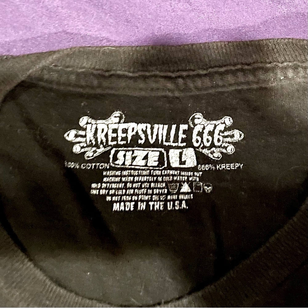 Kreepsville 666 slime green skeleton bones metal hand & pentagram L horror punk - Picture 3 of 3